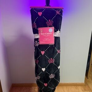 Juicy Couture Black Blanket with Pink and White Accents
